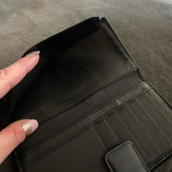 Authentic RARE GUCCI HORSESHOE black and gold amazing leather wallet! New - Picture 5 of 7